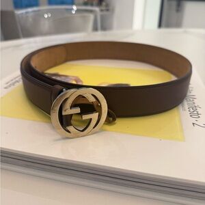 Gucci Dark Brown Belt with Silver Buckle